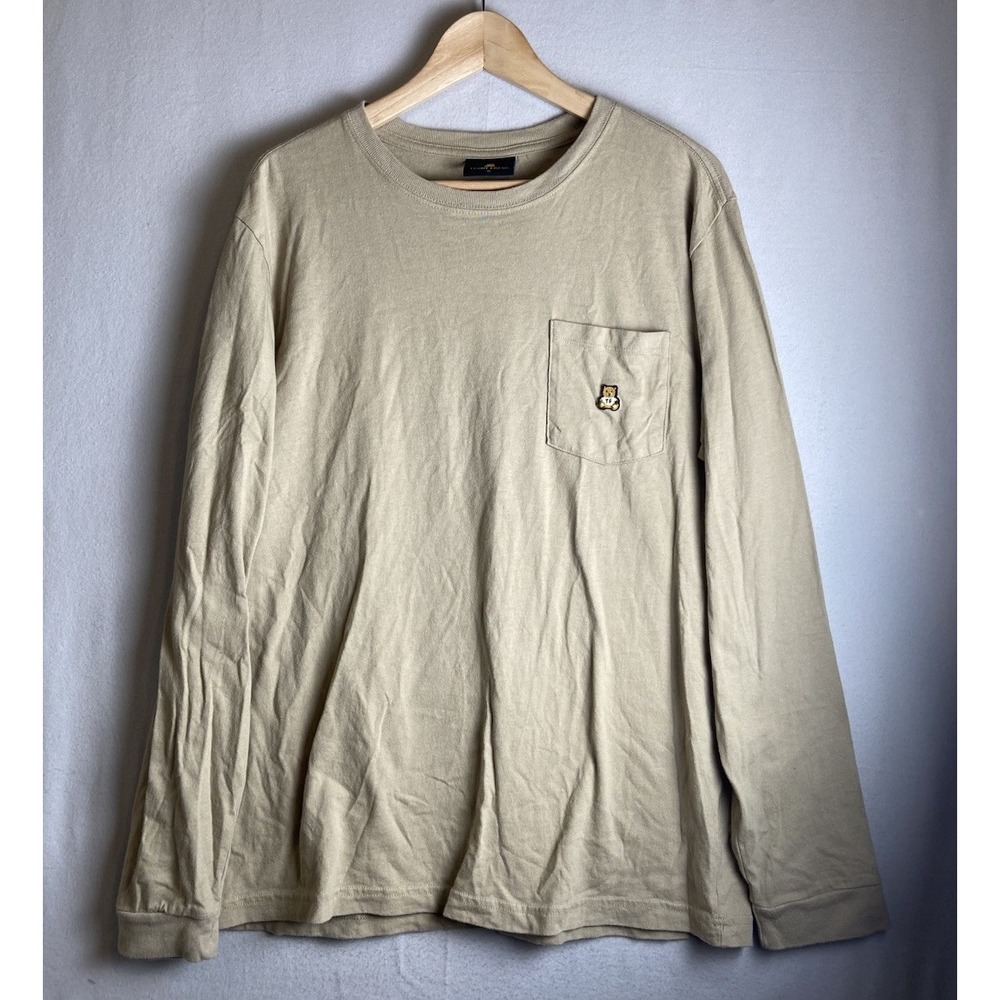 Teddy Fresh Shirt Men's Classic Pocket Long Sleeve Tee Beige Size M Top